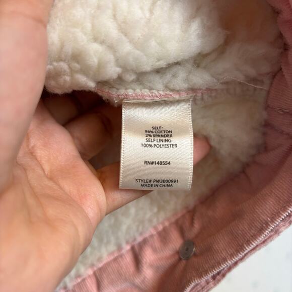 TGLA Sherpa Corduroy Trucker Lined Shirt Jacket Size Medium Soft Pink Winter - Picture 9 of 11
